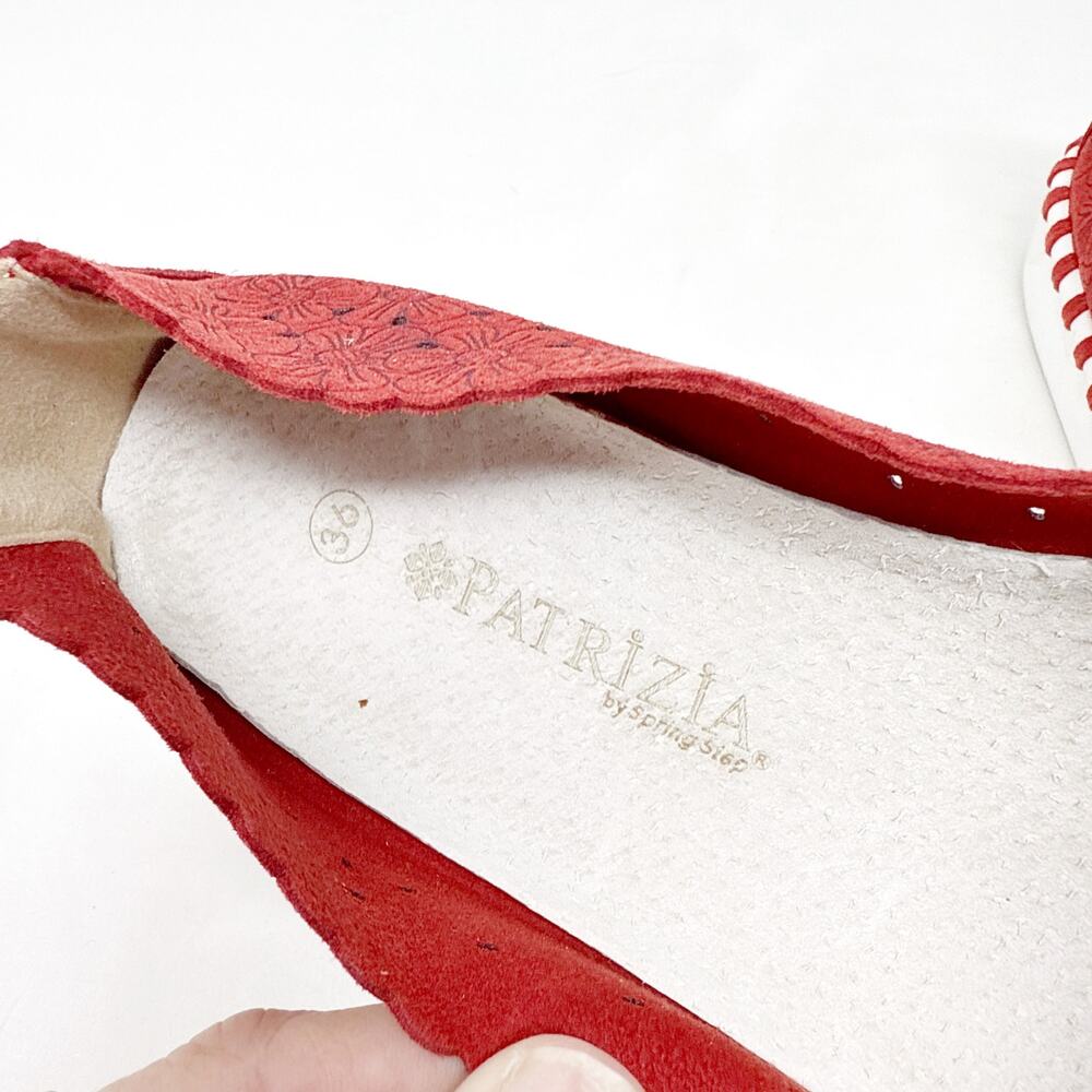 [Patrizia Spring Step] Red Grazana Leather Cutout Floral Ballerina Flats Size 36 - Picture 11 of 12